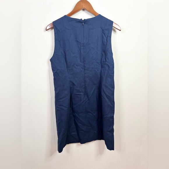 J Crew navy blue button front linen mini dress size 10 new - Picture 7 of 7